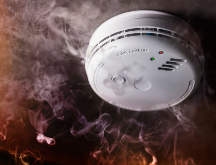 Image of smoke detector being activated